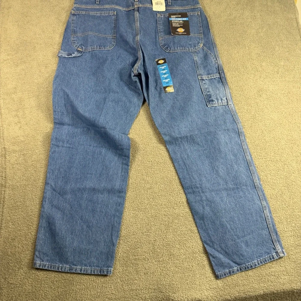 Dickies Mens Relaxed Fit Carpenter Jeans Straight Leg Blue Denim 40x30 NEW
